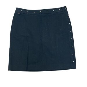 Ralph Lauren Lauren Plaid Label Black Studded Denim Skirt